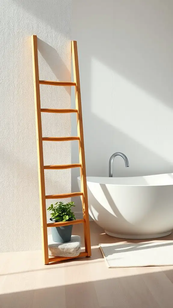 wooden ladder bathroom decor