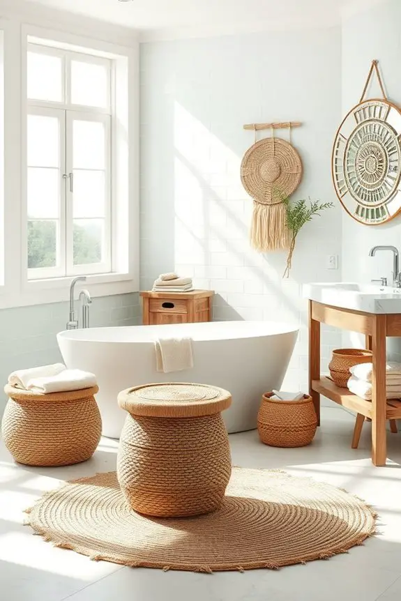 woven coastal bathroom decor