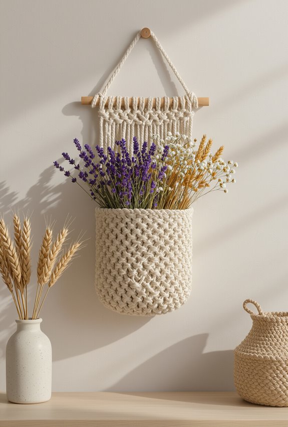 woven dried flower hanging pockets