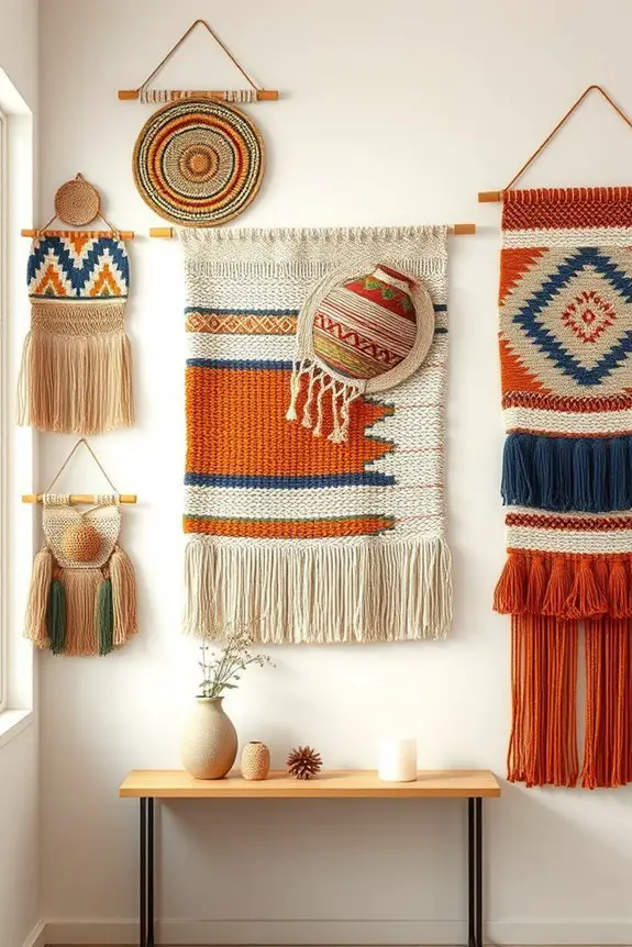 woven wall hangings enhance decor