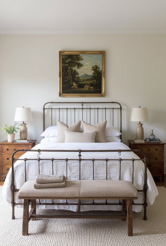 wrought iron vintage bedframe centerpiece