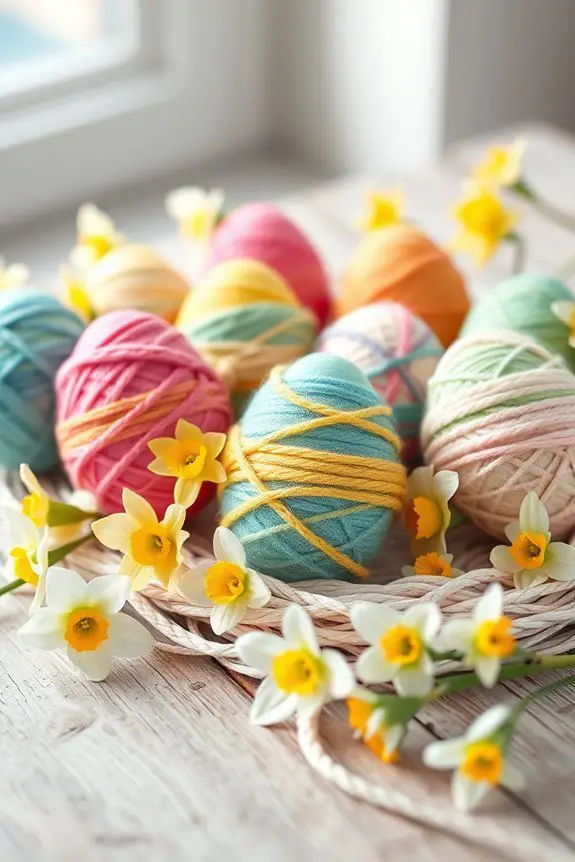 yarn wrapped easter eggs craft