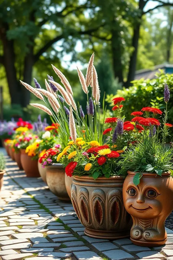 year round colorful planters